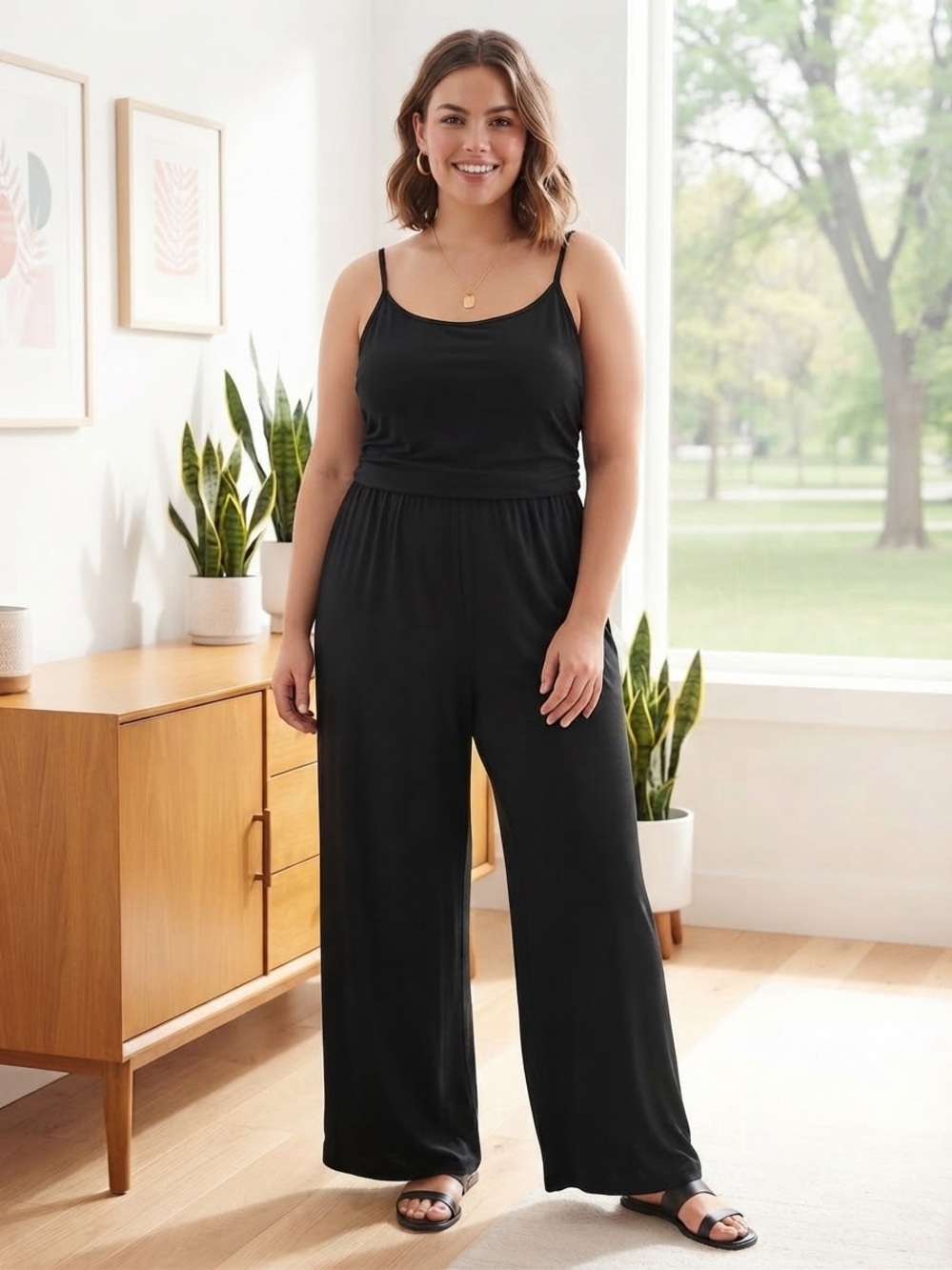 Wide Leg Casual Jumpsuit with Pockets-Easy Peezy